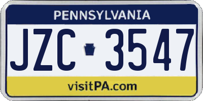 PA license plate JZC3547