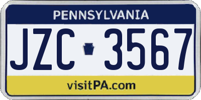 PA license plate JZC3567