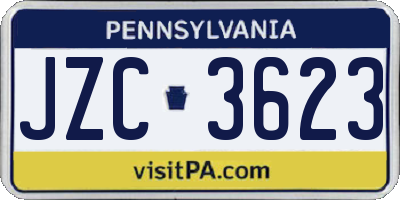 PA license plate JZC3623