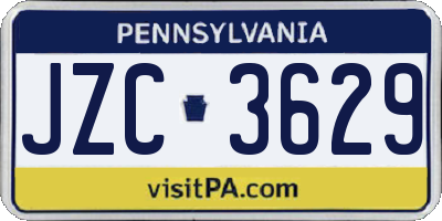 PA license plate JZC3629