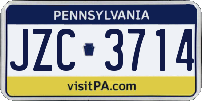 PA license plate JZC3714