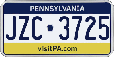 PA license plate JZC3725