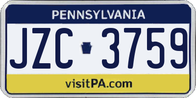 PA license plate JZC3759