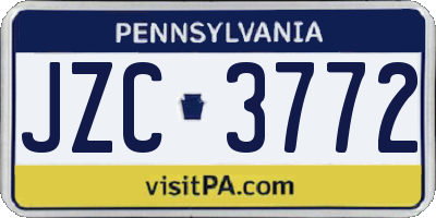 PA license plate JZC3772