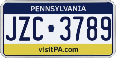 PA license plate JZC3789