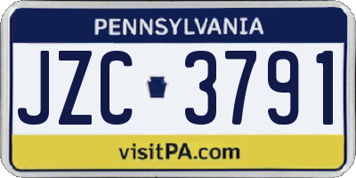 PA license plate JZC3791