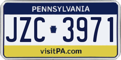 PA license plate JZC3971