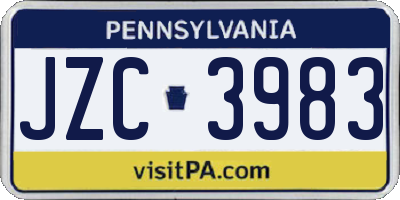 PA license plate JZC3983