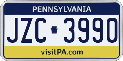 PA license plate JZC3990