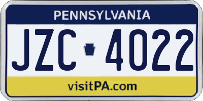 PA license plate JZC4022