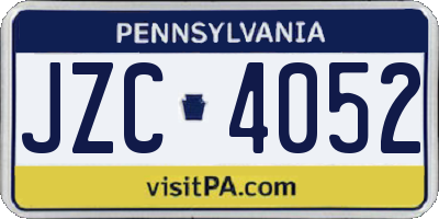 PA license plate JZC4052