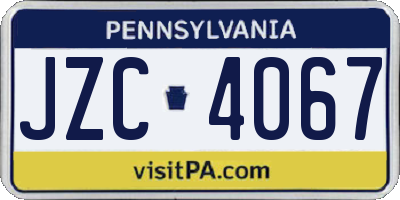 PA license plate JZC4067