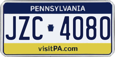 PA license plate JZC4080