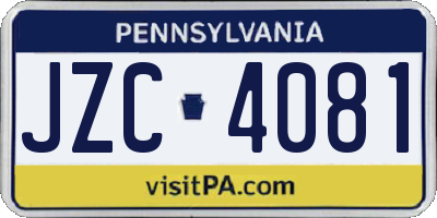 PA license plate JZC4081