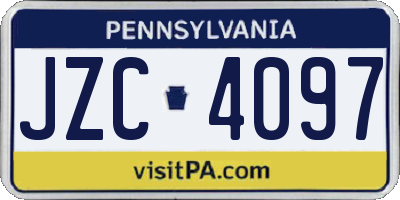 PA license plate JZC4097
