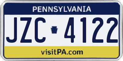 PA license plate JZC4122
