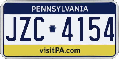 PA license plate JZC4154