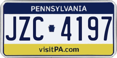 PA license plate JZC4197