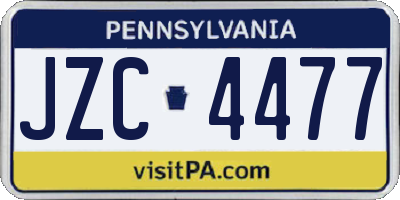 PA license plate JZC4477