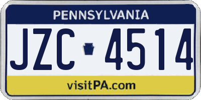 PA license plate JZC4514