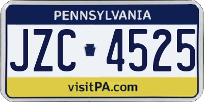 PA license plate JZC4525
