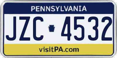 PA license plate JZC4532