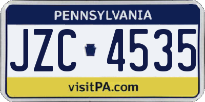 PA license plate JZC4535