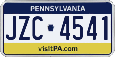 PA license plate JZC4541