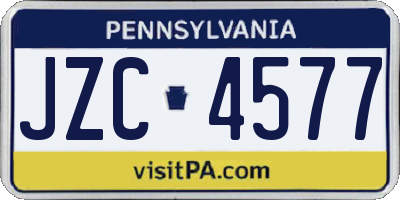 PA license plate JZC4577