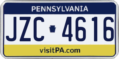 PA license plate JZC4616