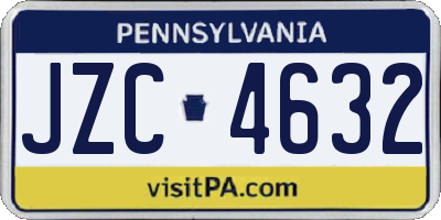 PA license plate JZC4632
