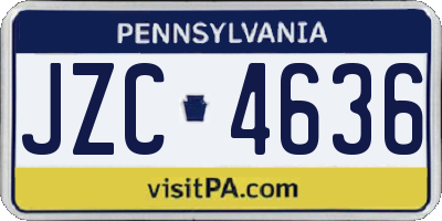 PA license plate JZC4636