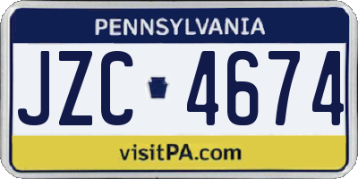 PA license plate JZC4674