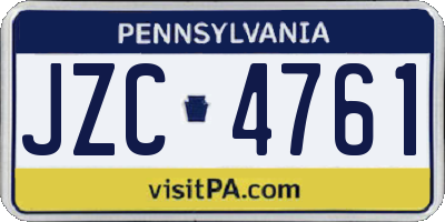 PA license plate JZC4761