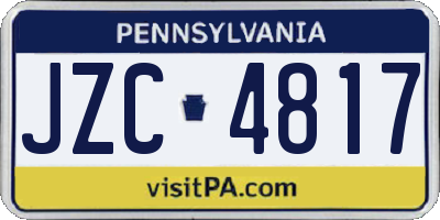 PA license plate JZC4817