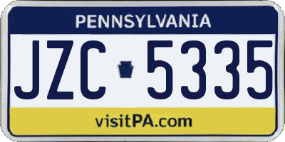 PA license plate JZC5335