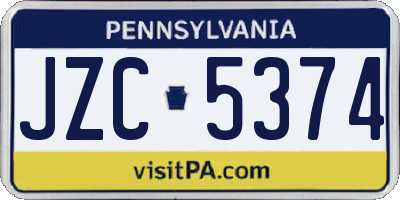 PA license plate JZC5374