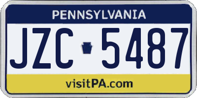 PA license plate JZC5487