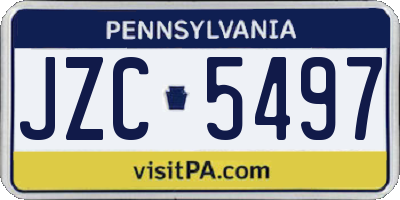 PA license plate JZC5497