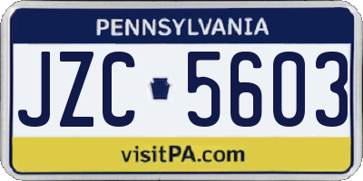 PA license plate JZC5603
