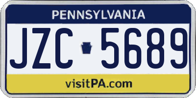 PA license plate JZC5689