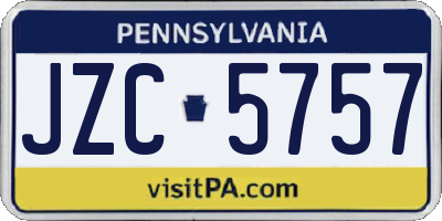 PA license plate JZC5757