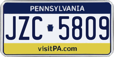 PA license plate JZC5809