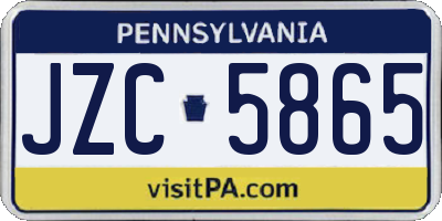 PA license plate JZC5865