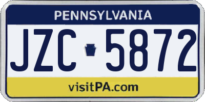 PA license plate JZC5872