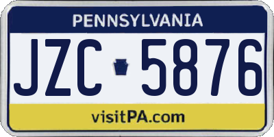 PA license plate JZC5876