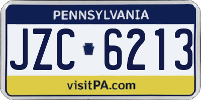 PA license plate JZC6213