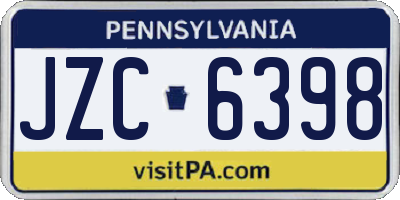 PA license plate JZC6398