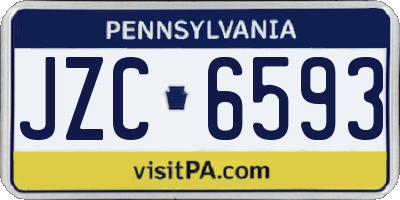 PA license plate JZC6593