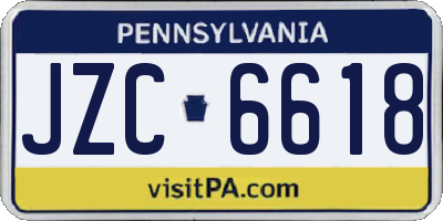 PA license plate JZC6618